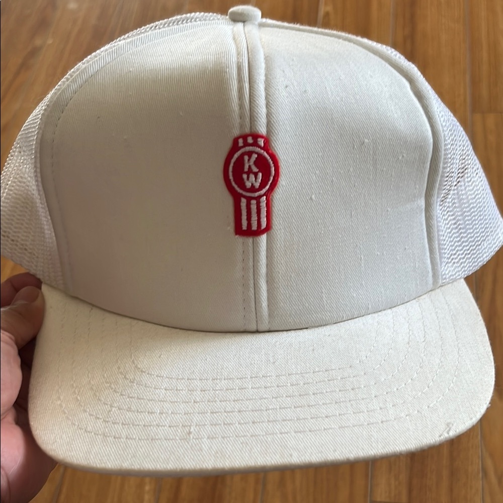 Trucker White Hat with Red Logo
